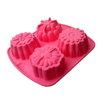 Amazon Vendor Silicone DIY 4 Flores Moon Bolo Moldes Cupcake